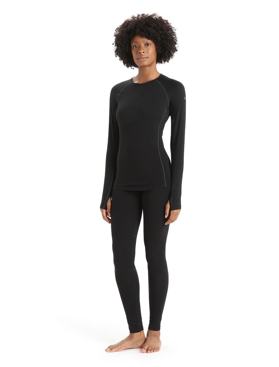 Black Women's Icebreaker BodyfitZone™ Merino 150 Zone Thermal Leggings | USA 1543UZGT